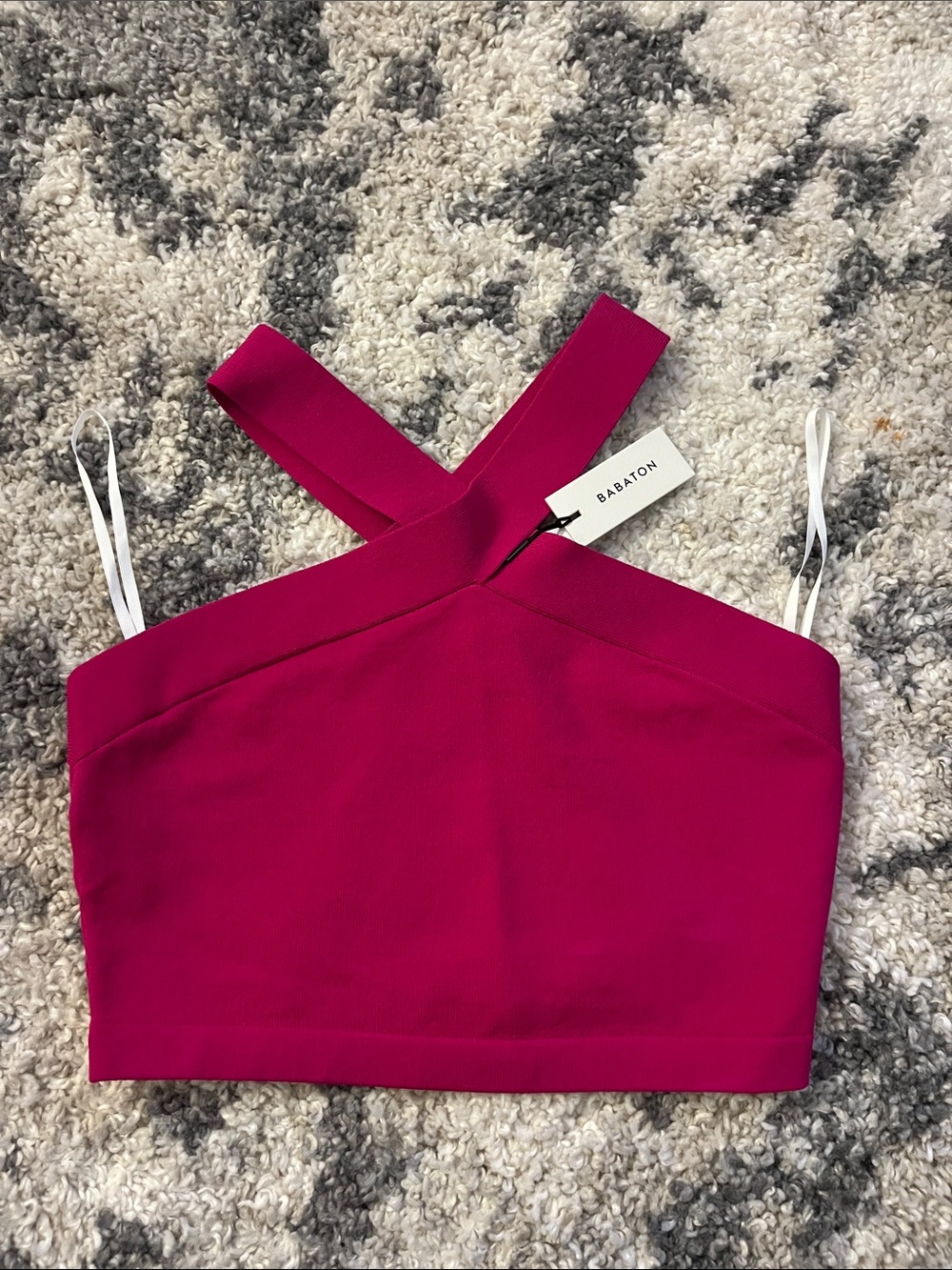 Babaton Magenta Cross-Strap Crop Top